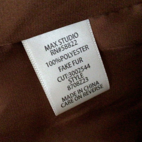 Max Studio Teddy Coat Collarless, Rich Caramel, XL - Picture 6 of 7